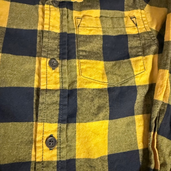 Cat & Jack Boys Flannel Plaid Collard Shirt Size XS Yellow/Black - Picture 4 of 9